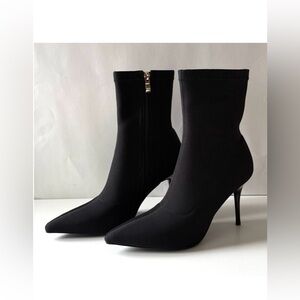 Vivianly Women’s Stretch Pointed Toe Sock Booties with Stiletto Heel Black Sz 8